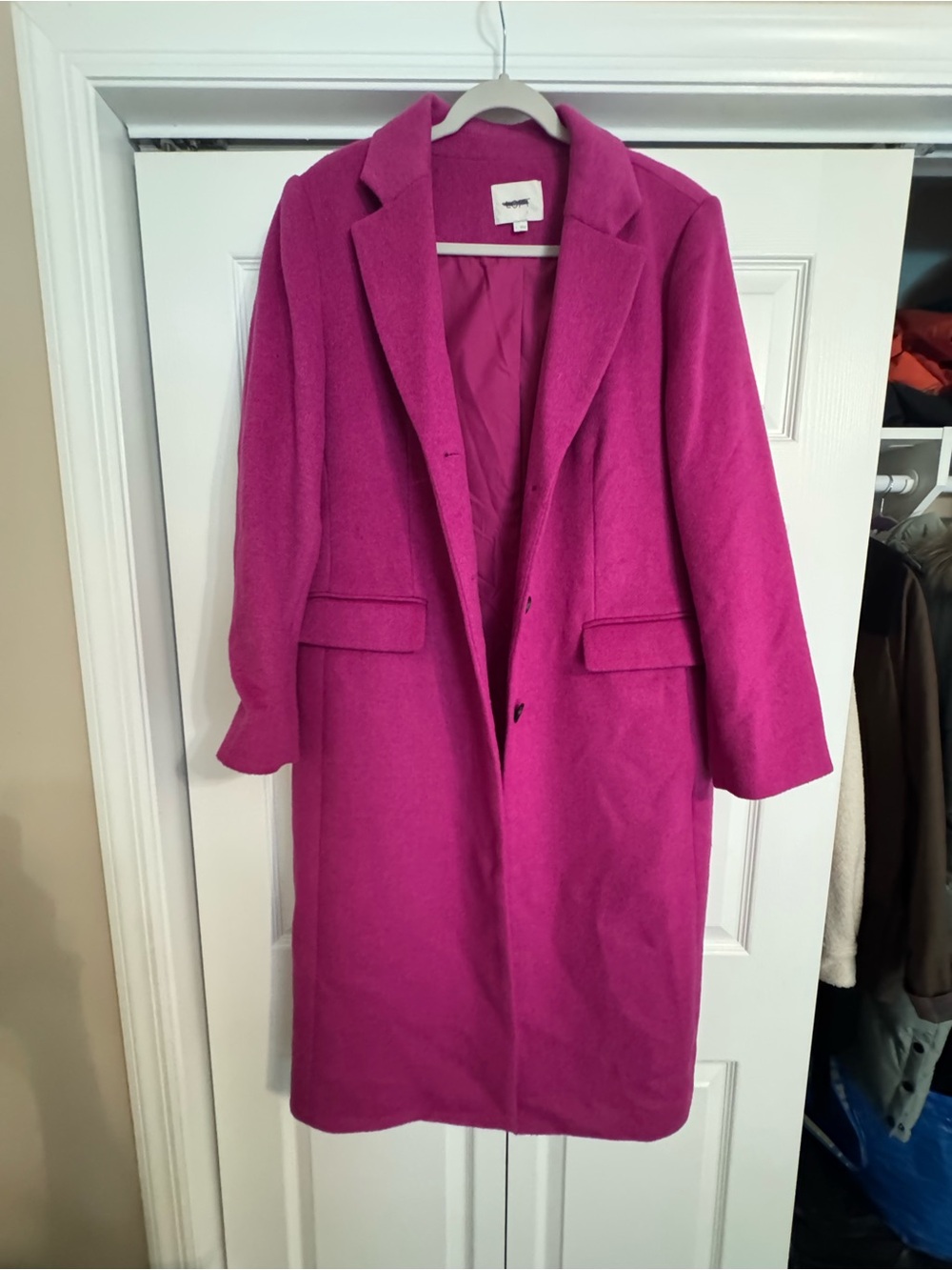 Loft Wool Blend Fuchsia Women's Overcoat
